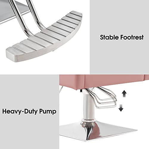 Barberpub Classic Hydraulic Barber Chair Styling Salon Chair For Hair Stylist Beauty Spa Equipment 8808 (Pink) #TOP6