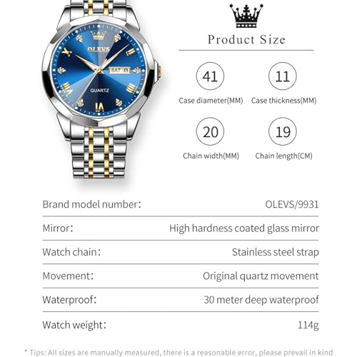 Image of OLEVS Men Multifunction Watch, Multi Dial Waterproof Luminous Chronograph Watch with Date,Stainless Steel Watches