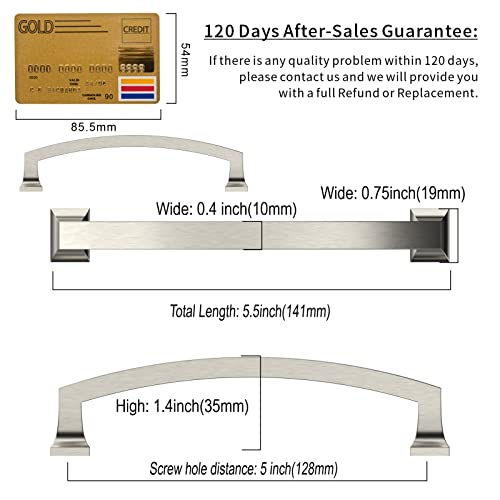 Amerdeco 10 Pack Brushed Satin Nickel 5 Inch(128Mm) Hole Centers Kitchen Cabinet Pulls Cabinet Hardware Kitchen Handles For Cabinets Cupboard Handles Drawer Pulls Zh0009Bsn #TOP2
