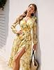 Vestido largo floral de manga larga con escote en V, fluido y boho para mujer 4