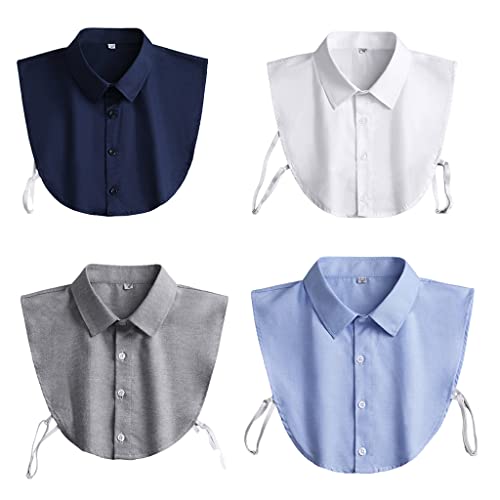 UNFAIRZQ Mens Office Formal Detachable Dickey Blouse Simple Solid Color Button Down False Collar Business Basic Layering Lapel Half Shirt Clothing Accessories dickey