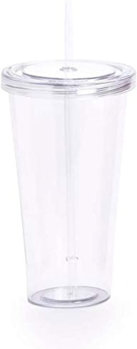 notrash2003 680 ml Smoothie Tumbler with Straw, Plastic, White