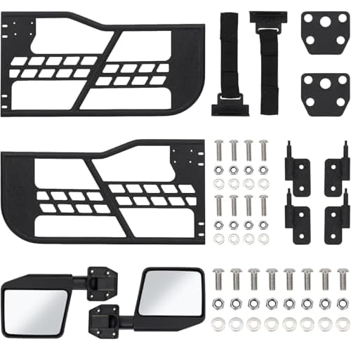 Garvee Off Road Tubular Half Doors for Wrangler JK 2007-2018 - Set of 2 Tube Half Doors with Side View Mirrors