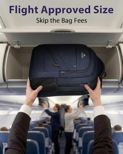 Image of MATEIN Extra Large Laptop Backpack for Men, 50 L Travel Carry On TSA Approved Backpack with Trolley Sleeve, Waterproof Business Work Bag Fits 18.4 Inch Computer Notebook, Dark Blue