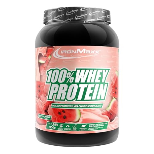 IronMaxx 100% Whey Protein Pulver 900g - Melon | Cremiger Eiweißshake mit BCAAs & EAAs | High Protein, Low Carb & zuckerarm | Ideal für Muskelaufbau & Fitness Design kann variieren