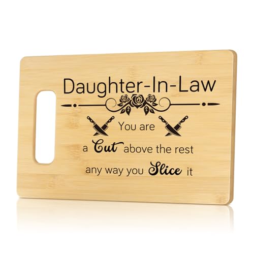 ZuEiiDop Daughter in Law Cutting Board Gifts Mothers Day Kitchen Gift for Daughters in Law Housewarming Valentines Christmas Birthday Gifts Future Daughter-in-Law Wedding Gift Kitchen Decor Board