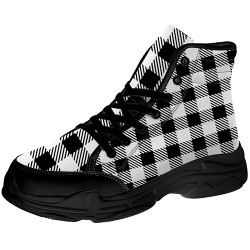 Men's Women's Buffalo Plaid High Top Sneakers,Lace-up Canvas Platform Shoes,Gifts for Her Him3