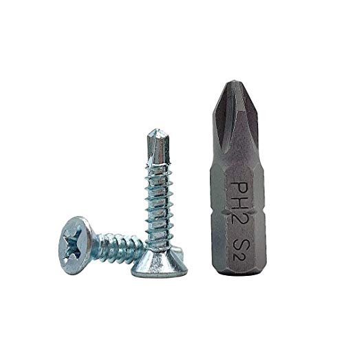 Vis à tôle auto-foreuse DIN 7504 P en acier zingué 3,9x19 mm, vis autotaraudeuse tête fraisée