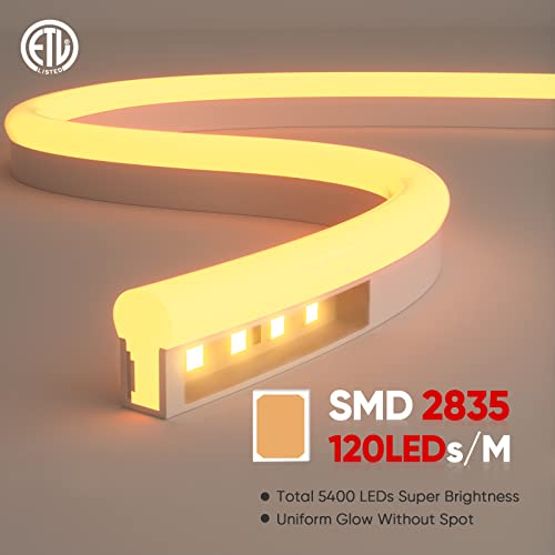 Shine Decor Led Neon Rope Lights 150Ft, Dimmable Neon Led Strip Lights 3000K Warm White 120Leds/M Flexible, Etl-Listed 110V-120V Ac Rope Lights Waterproof, Custom Cuttable Neon Lighting For In&Outdoor #TOP1