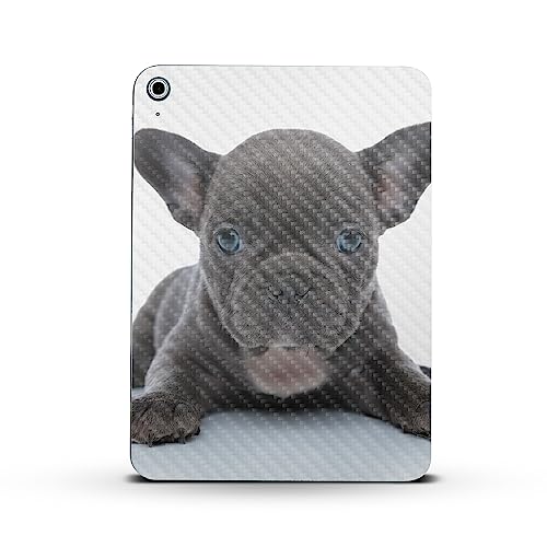 Image of MightySkins Carbon Fiber Skin Compatible with Apple iPad 10.9 inch 10th Gen (2022) Full Wrap Kit - French Bulldog | Protective Durable Textured Carbon Fiber Finish | Easy to Apply | Made in The USA