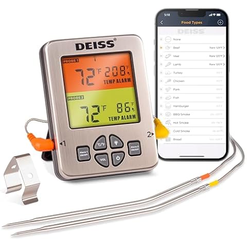 Deiss PRO Bluetooth Meat Thermometer with 2 Probes Cover