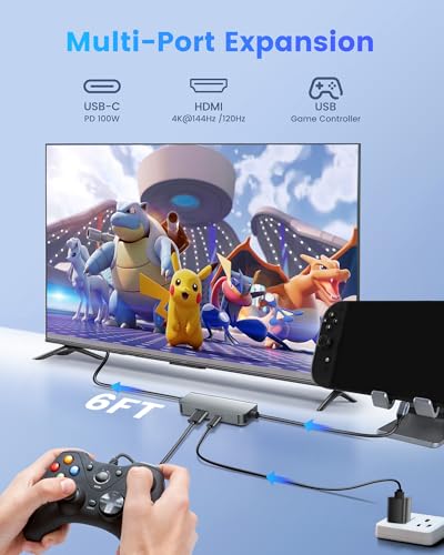 Cable HDMI 2.1 integrado de 6 pies para Switch 2 sin tirones 3