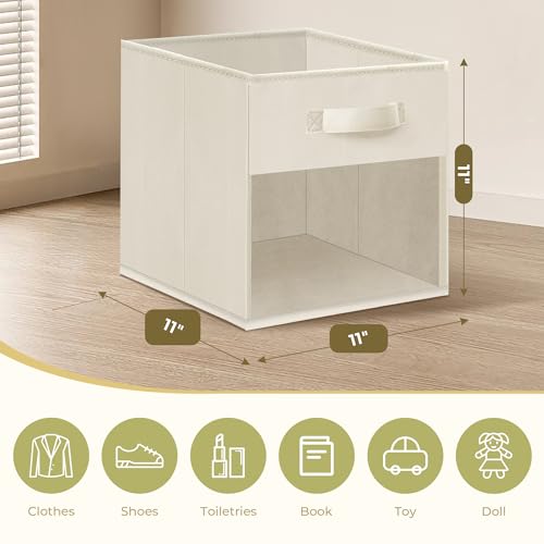 Cube de rangement pliable Easi beige 28cm avec fenêtre lot de 6
