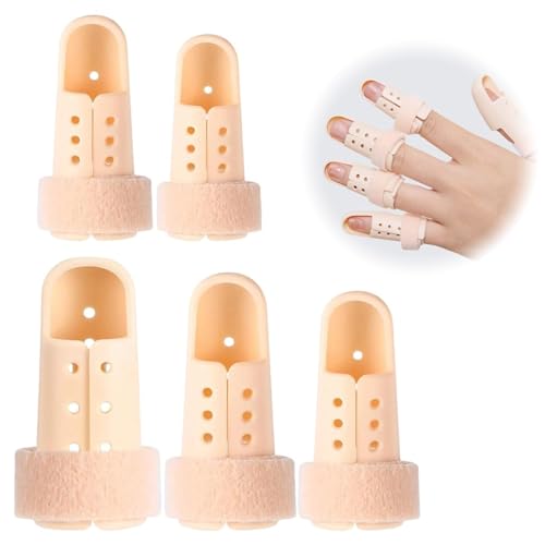 Aisikoo 5er Set Fingerschiene & Fingerschutz bei Verletzung Verstellbarer Fingerkuppenschutz für Zeigefinger Mittel- & Ringfinger Atmungsaktive Schiene Wiederverwendbar