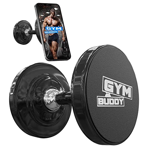 Gym Buddy Magnetic Phone Mount - Easy to Use Magnetic Phone Holder - Magnetic Mount with Magnetic Phone Grip - Gym Magnetic Phone Holder with Double Sided Magnet for All Types of Phone - Black