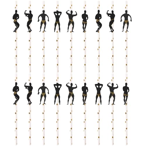 Gadget Addio Al Nubilato Sposa, 18 Pezzi Di Cannucce Di Carta a Forma Di Muscoloso (Stile 3)