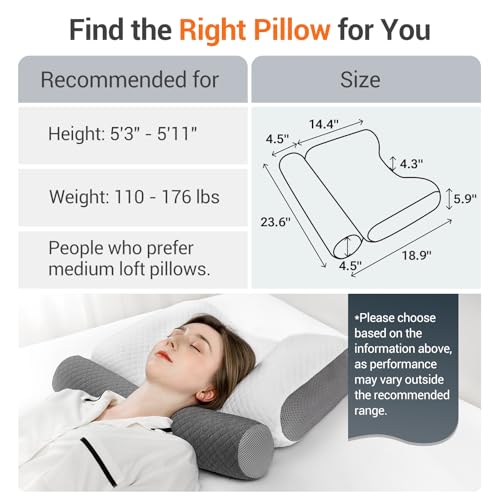 Cervical Neck Pillow for Sleeping with Neck Stretcher, 2-in-1 Ergonomic Bed Pillows for Neck Pain Relief and Sleeping Support, Memory Foam Pillow for Side Sleepers and Back Sleepers, Soft Pillowcase - Thumbnail 6
