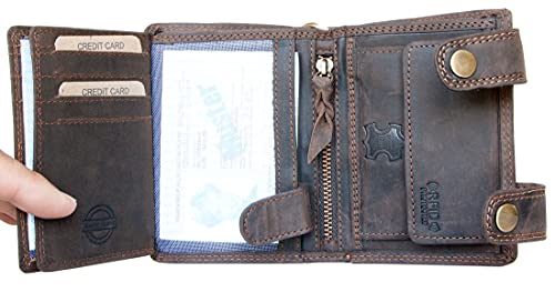 Men's RFID Natural Genuine Leather Wallet with Metal Chain with Motorbike4