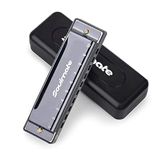 Soulmate Blues Harmonic Mouth Organ 10 Hole 20 Tones C Key with Case Diatonic Harmonica for Beginner, Students, Professional Player, Adult, Friends, Gift Black - Les Beatles, Paul McCartney, John Lennon, RIngo Starr, George Harrison