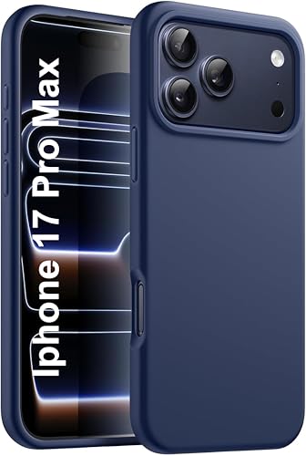 Image of Silicone Case for iPhone 17 Pro Max 6.9-Inch, Silky-Soft Touch Full-Body Protective Phone Case, Shockproof Back Cover for iPhone 17 Pro Max (Navy Blue)