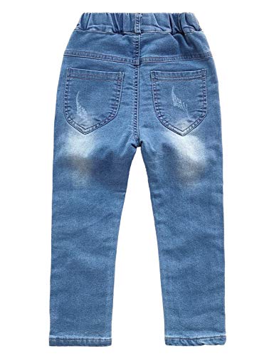 Image of Big Girls Letters Decor White Knitted Pullover Wahsed Flowers Embroidery Jeans Pants Set
