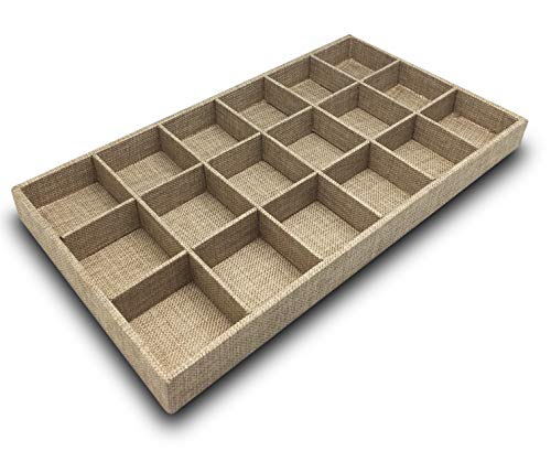 The Display Guys - Stackable Jewelry Tray and Organizer - for Drawers, Dressers, Store Display (18 Compartments, Beige Burlap) by TheDisplayGuys For Your Modern Living - Used condition - Image 2