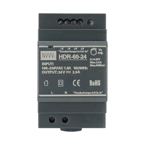 HDR-60-24 DIN-Schienen-Netzteil, 60 W, 24 V, 2,5 A, Hutschienen Netzteil Transformator, Panel-Montage