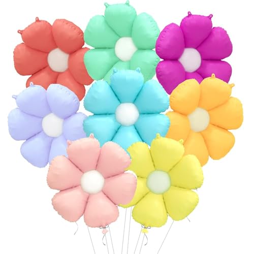 Ballons Marguerite Coloré, 8 Pièces Ballon Fleur en Aluminium, Balloon Marguerite Anniversaire Pastel, Balon Fleur Helium pour Anniversaire Mariage Fête Décoration
