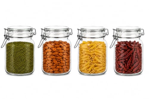 Image of Vasukie 2000ML Glass Jars With Airtight Leak Proof Lids | Wide Mouth Storage Canister Jars Perfect for Kitchen Canning, Dry Food, Spices, Pickle, Coffee, Tea, Snacks, Sugar, and More (Pack Of 4)
