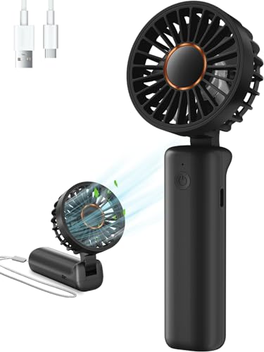 Hssio Handventilator, Tragbarer Mini USB Ventilator Klein Akku Aufladbar 3 Geschwindigkeiten Hand Ventilatoren Für Reisen Büro Zuhause Draußen,