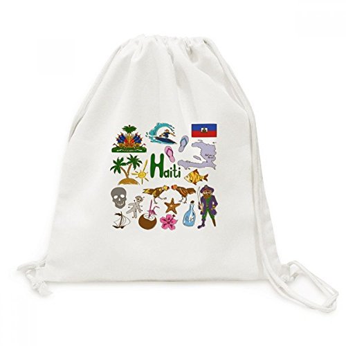 Toile drawstring backpack Haïti sac à dos léger avec cordon de serrage imprimé