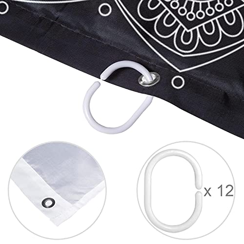 Rideau de douche imprimé Mandala 152x183 cm rideau baignoire lavable rétro - 5