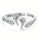 Generisch para mujer, diseño de pies de bebé, plata | joyas para mamá | de madre ángel ajustable incluye tarjeta de corazón para recién nacimiento, juego de regalo, elegante y de alta