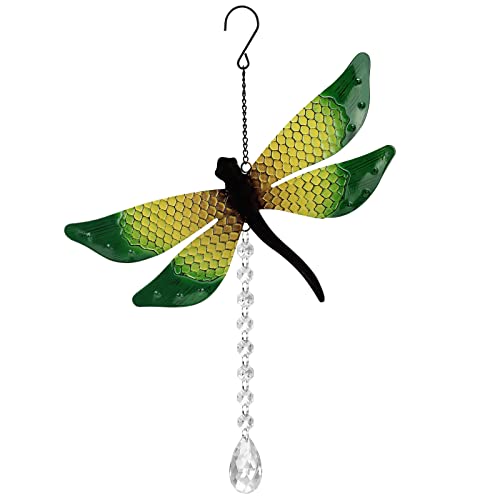 RIELTRIOU Crystal Suncatcher with Metal Dragonfly, Sun Catchers for Window and Home Wall Decorations (16.5 Inch, Premium Crystal Material), [2022B2 Version]