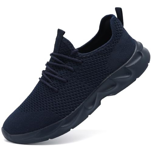 GLYGML Mens Slip On Walking Shoes Athletic Running Gym Shoe Sneakers for Men Lightweight Breathable Mesh Trainers Comfortable Casual Fashion Dark_Blue US 10