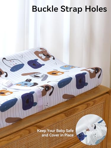 Image of Changing Pad Cover Set in Soft Jersey Material - Fits 32 inch /34''x16 Contoured Pad for Babies, Puppy Land