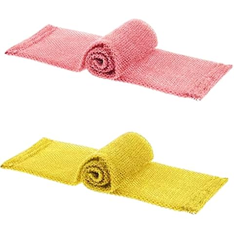 African Net Sponge African Body Exfoliating Net 2 Pcs African Net Bath Exfoliating Shower Body Scrubber Back Scrubber Skin Smoother for Daily Use or Stocking Stuffer (Yellow+Pink) Cover