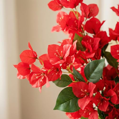 Image of Decor & More 2 PCS Artificial Flowers Bunch - Realistic Silk Bougainvillea Long Stem Artificial Flower Bunch Without Pot | Artificial Flower for Decoration | (Without Pot)