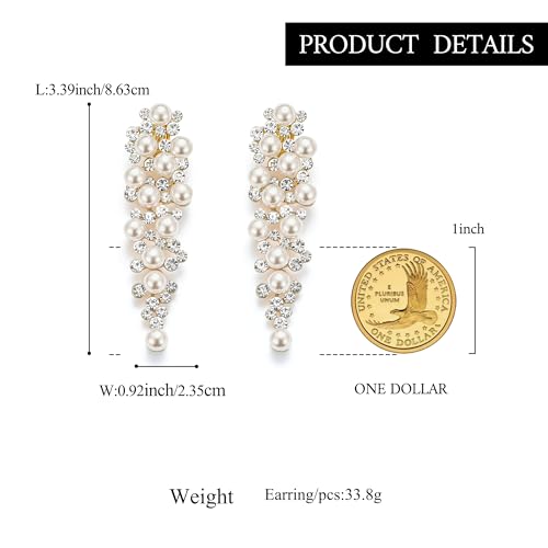 Aretes de novia BriLove con perlas simuladas y brillantes miniatura 5