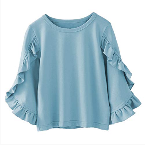 Image of Colorful Childhood Little Girls Ruffle Bat T Shirt Autumn Princess Girl Blouses Spring Tops