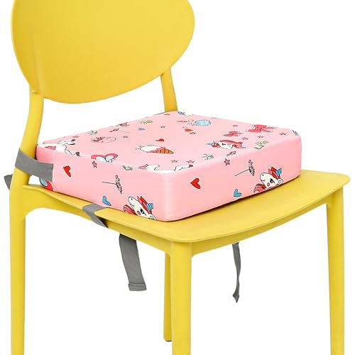 Elevador de asiento para niños, 33 x 33 x 8 cm, extraíble BabyS itzhilfe,con 2 correas ajustables, cojín de asiento, asiento elevador, portátil, para comida, excursión, pícnic, viajes (rosa)