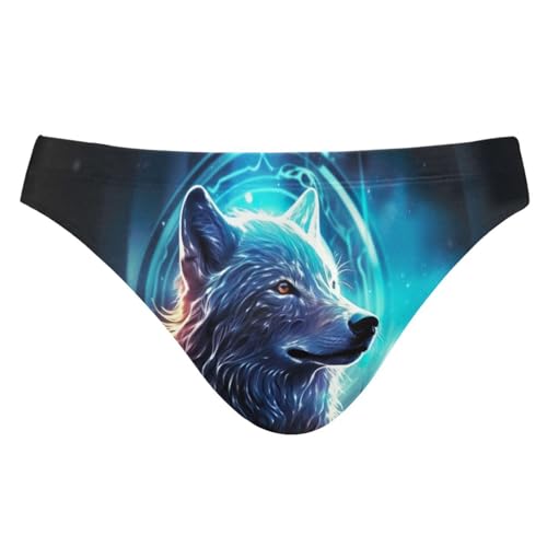 Men's Galaxy Wolf Animal Swim Briefs Bikini Swimsuit S 202a0525