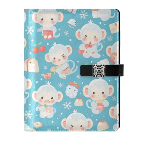 Carnet de notes en cuir de qualité blanc laiteux avec motif de singe discret