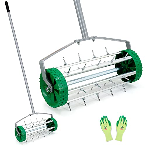 Colwelt Spike Lawn Aerator, Heavy Duty Rolling Lawn Aerator, Garden Yard Rotary Push Lawn Aeration with 49inch Steel Handle by Colwelt - Used condition - CA$42.64
