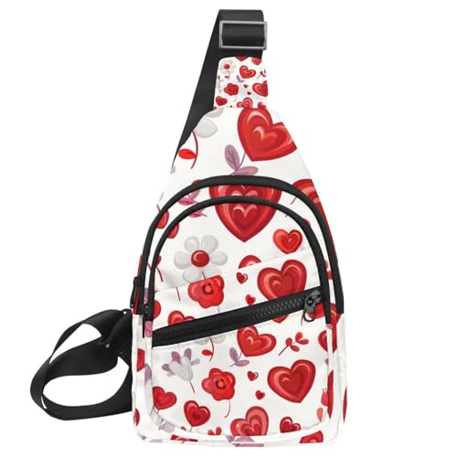 Sac à dos à bandoulière Saint-Valentin avec motif fleur et cœur romantique