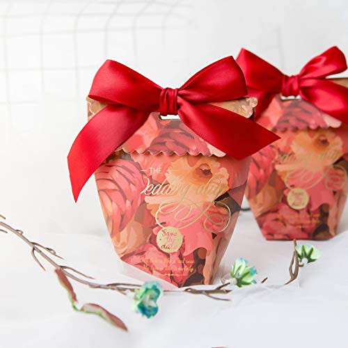 Humphrey's Craft 1 Inch Red Double Faced Satin Ribbon - 50 Yards Variety Of Color For Crafts Gift Wrapping Diy Bows Bouquet Decoration Sewing Christmas Tree Wedding And Invitation Card. #TOP4