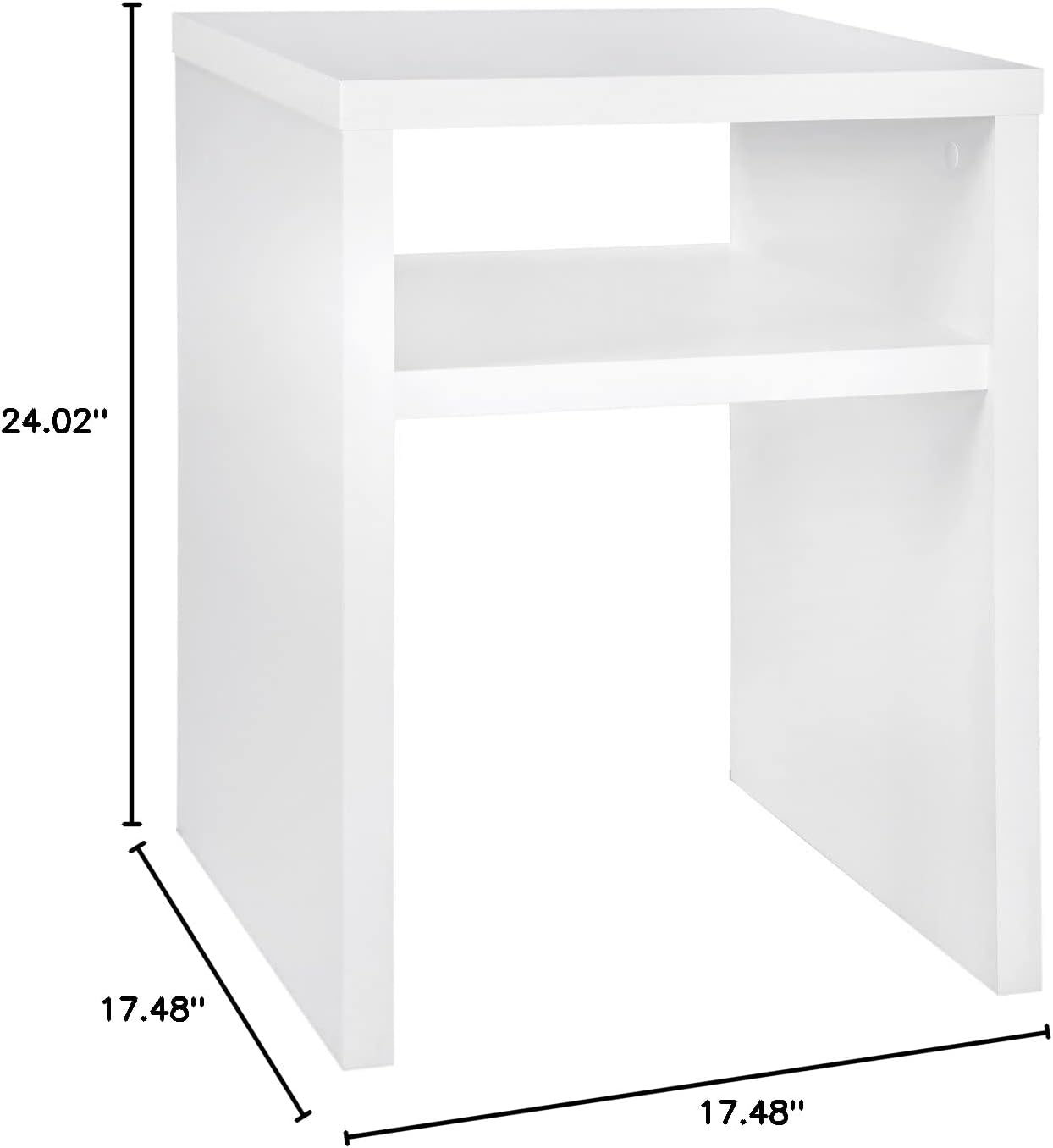 ClosetMaid 1656 2-Tier Square End Table with Storage Shelf, White