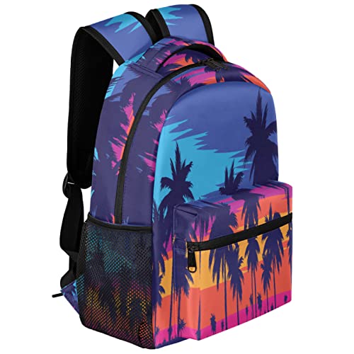 Illustration von tropischen Palmen Rucksack, leicht, wasserdicht, Reiserucksack, Palmenblätter, stilvoller Rucksack für Männer und Frauen, multi, S