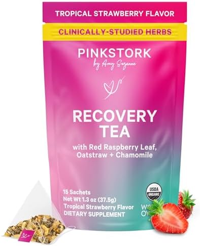 Pink Stork Postpartum Recovery® Herbal Tea, Strawberry, 15 Sachets