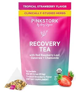 Pink Stork Postpartum Recovery Herbal Tea, Strawberry, 15 Sachets